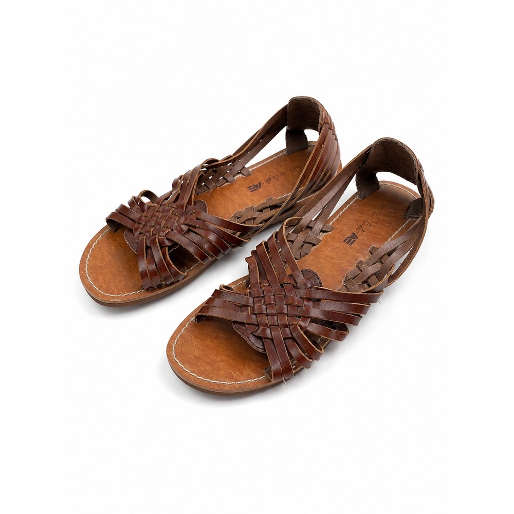 American Eagle Brown Boho Woven Leather Huarache Sandals Women's Size 8